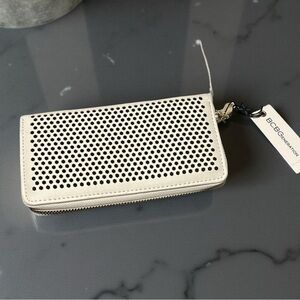 BCBGeneration Cream Perforated Zip Wallet